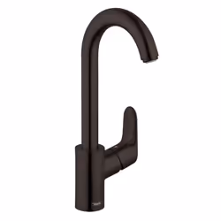hansgrohe Focus Black Bar Kitchen Faucet Bar Sink Faucet Single Hole Faucet for Kitchen Sink Matte Black 04507671