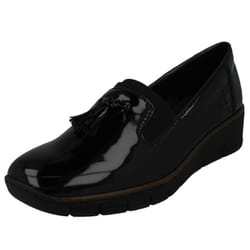Ladies Rieker Tassel Detail Formal Shoe 53751 - Black, UK 5