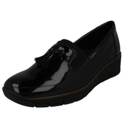 Ladies Rieker Tassel Detail Formal Shoe 53751 - Black, UK 7.5