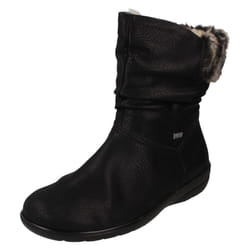 Ladies Rieker Fur Lining Ankle Boots X0680 - Black, UK 7.5