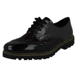 Ladies Rieker Lace Up Brogues M4823 - Black, UK 7.5