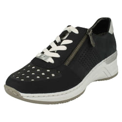 Ladies Rieker Wedge Heeled Trainers N4326 - Blue, UK 7.5
