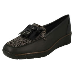 Ladies Rieker Casual Slip On Loafers 537B6 - UK 6.5, Black
