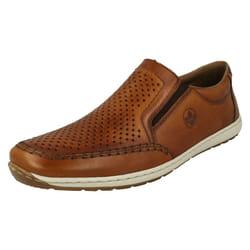 Mens Rieker Loafer Style Shoes 08868 - Brown, UK 9