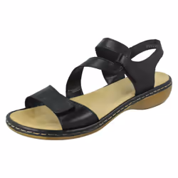 Ladies Rieker Stylish Strappy Sandals 659C7 - Black, UK 6