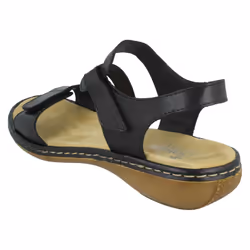 Ladies Rieker Stylish Strappy Sandals 659C7 - Black, UK 6