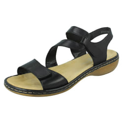 Ladies Rieker Stylish Strappy Sandals 659C7 - Black, UK 8