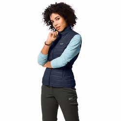 Jack Wolfskin Womens 2021 JWP Vest Windproof StormLock Quilted Packable Gilet - XS, Night Blue