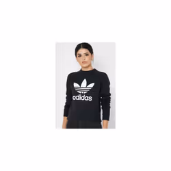 Womens adidas Originals Trefoil Crew Sweatshirt Black UK6 UK8 DV2612 - UK8