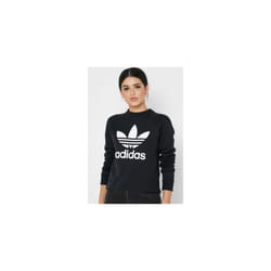 Womens adidas Originals Trefoil Crew Sweatshirt Black UK6 UK8 DV2612 - UK8