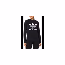 Womens adidas Originals Trefoil Crew Sweatshirt Black UK6 UK8 DV2612 - UK8