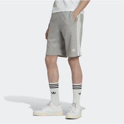 Adidas Originals Men's 3 Stripes Cotton Casual Summer Fleece Shorts - UK Size M, Grey