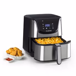 Klarstein AeroVital Deluxe, Hot air fryer, 5.4 L, Single, Black, Silver, Touch, 1.5 m