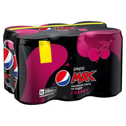 Pepsi Max Cherry No Sugar Cola Can PMP 6 x 330ml (Pack of 4)