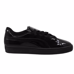 ) Puma Basket Crush Black Patent Leather Low Lace Up Womens Trainers 369556 04 - 3.5 (Adults'
