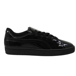 ) Puma Basket Crush Black Patent Leather Low Lace Up Womens Trainers 369556 04 - 3.5 (Adults'