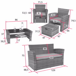 TecTake 403279 outdoor furniture set Grey - Additional view 8