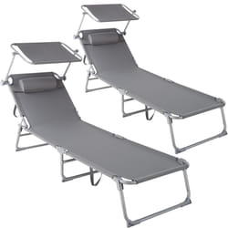 TecTake 403414 beach chair Grey Polyester, Steel