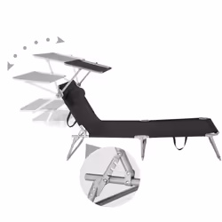 TecTake 403415 beach chair Black Polyester, Steel - Additional view 4