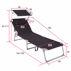 TecTake 403415 beach chair Black Polyester, Steel - Additional view 6