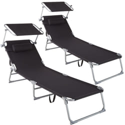 TecTake 403416 beach chair Black Polyester, Steel
