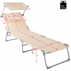 TecTake 403417 beach chair Beige Polyester, Steel - Additional view 6