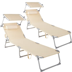 TecTake 403418 beach chair Beige Polyester, Steel