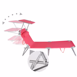 TecTake 403419 beach chair Pink Polyester, Steel - Additional view 4