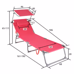 TecTake 403419 beach chair Pink Polyester, Steel - Additional view 6