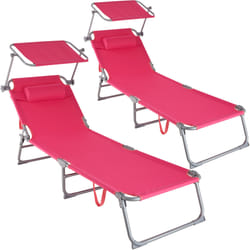 TecTake 403420 beach chair Pink Polyester, Steel
