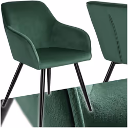 Dining Chair Accent Bedroom Furniture Velvet Armchair Living Room Chairs Set - dark green / black, per piece