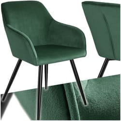 Dining Chair Accent Bedroom Furniture Velvet Armchair Living Room Chairs Set - dark green / black, per piece