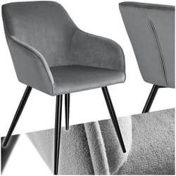 Dining Chair Accent Bedroom Furniture Velvet Armchair Living Room Chairs Set - grey/black, per piece