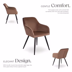 Dining Chair Accent Bedroom Furniture Velvet Armchair Living Room Chairs Set - brown/black, per piece