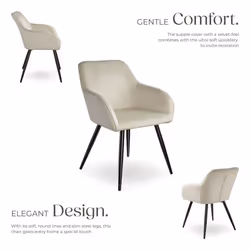 Dining Chair Accent Bedroom Furniture Velvet Armchair Living Room Chairs Set - cream/black, per piece