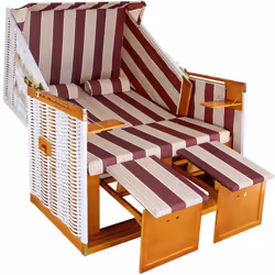 TecTake 403908 beach chair Red, White Textile, Plastic, Polyester, Wood Lying/Sitting