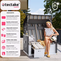 TecTake 403909 beach chair Black, Brown, Grey