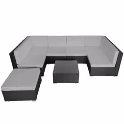 TecTake 404297 sofa 7 seat(s) Black, Grey