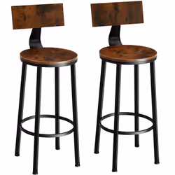 2 bar stools practical comfortable breakfast kitchen high dining chairs - Industrial wood dark, rustic
