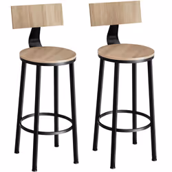 2 bar stools practical comfortable breakfast kitchen high dining chairs - industrial wood light, oak Sonoma