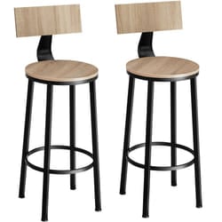 2 bar stools practical comfortable breakfast kitchen high dining chairs - industrial wood light, oak Sonoma