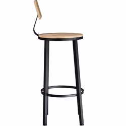 2 bar stools practical comfortable breakfast kitchen high dining chairs - industrial wood light, oak Sonoma