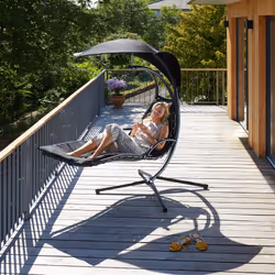 TecTake 404604 beach chair Black Polyester, Steel