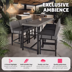 Dining Table Kitchen Set Garden Bistro Outdoor Patio Picnic Bar Furniture Rattan - grey