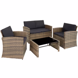 TecTake 404916, Outdoor, Grey, Brown, 4 seat(s)