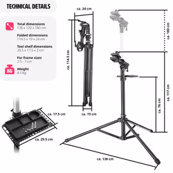 Bike Rack Repair Stand E-Bikes Maintenance Tools Tray 50 kg Load Capacity Clamp - Additional view 5