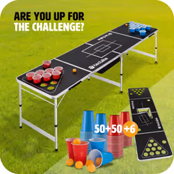 Beer Pong Table Set Up Beerpong Foldable Height-Adjustable Collapsible Game