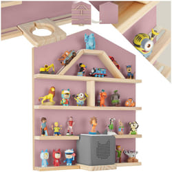 Floating Shelf Tonies Wall House Shaped Narrow Shelving Unit Childrens Toys - pink