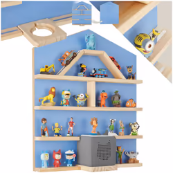 Floating Shelf Tonies Wall House Shaped Narrow Shelving Unit Childrens Toys - blue