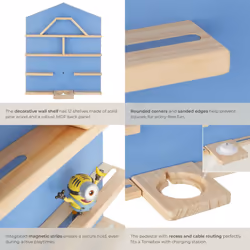 Floating Shelf Tonies Wall House Shaped Narrow Shelving Unit Childrens Toys - blue - Additional view 5